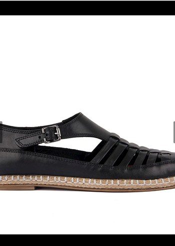 Deri Tokalı Siyah Kadın sandalet - Görsel 2