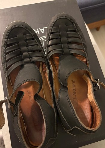 Deri Tokalı Siyah Kadın sandalet - Görsel 6