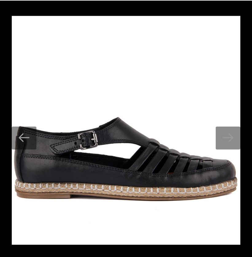 Deri Tokalı Siyah Kadın sandalet - Görsel 2