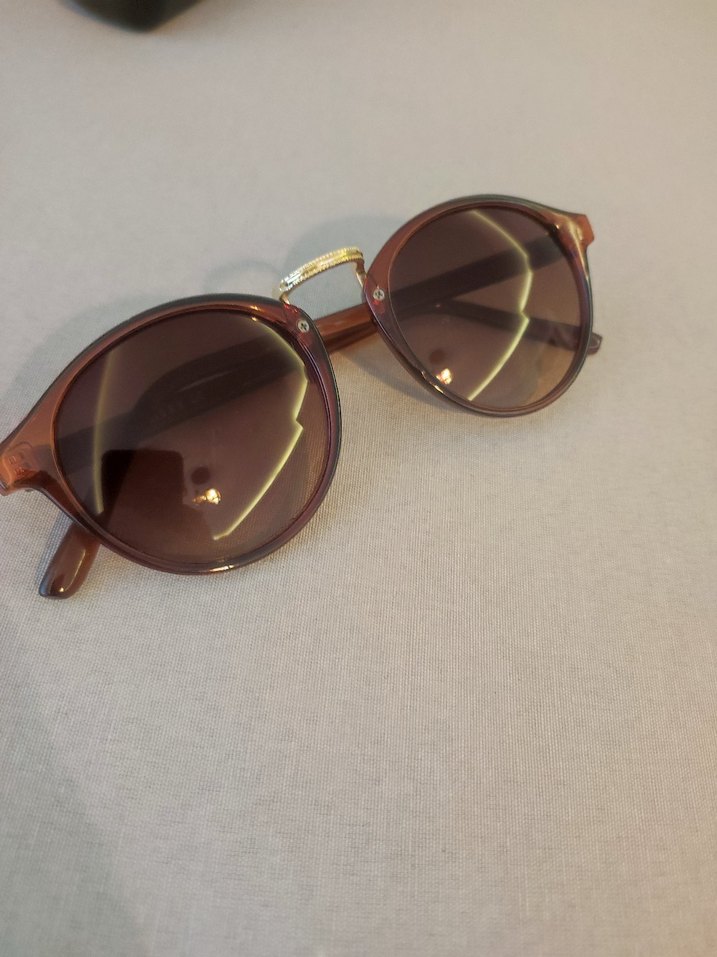 Şeffaf kahverengi vintage kadın güneş gözlüğü - Görsel 2