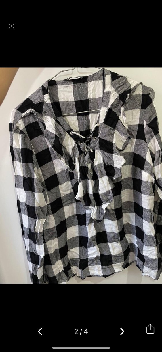 Gri Kareli Uzun Kollu Pamuklu Gömlek - Görsel 2