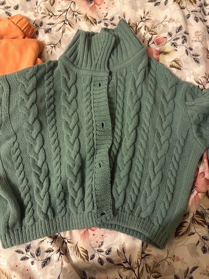 Bohem Tarz Yeşil Boğazlı Triko Kazak - Görsel 2