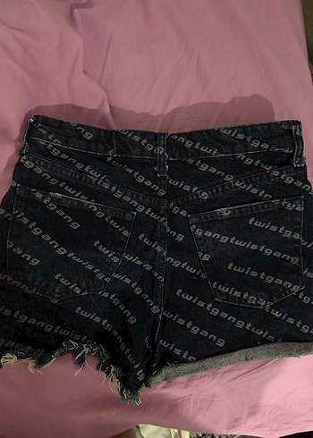 Twist Siyah Baskılı Mini Kot Şort - Görsel 6