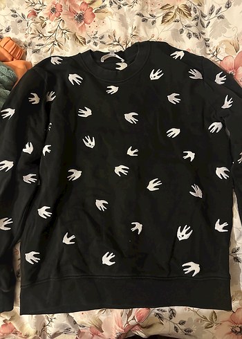 alexander mcqueen  Siyah Baskılı Kadın Sweatshirt - Görsel 3