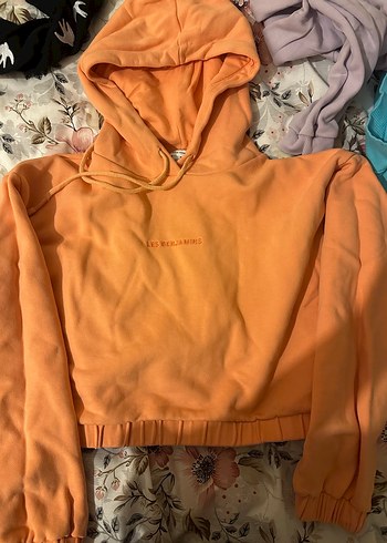 Les Benjamins Turuncu Kapüşonlu Kadın Sweatshirt - Görsel 4