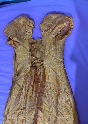 Kısa Kollu turuncu sırt dekonteli  Desenli Kadın Elbise - Görsel 5