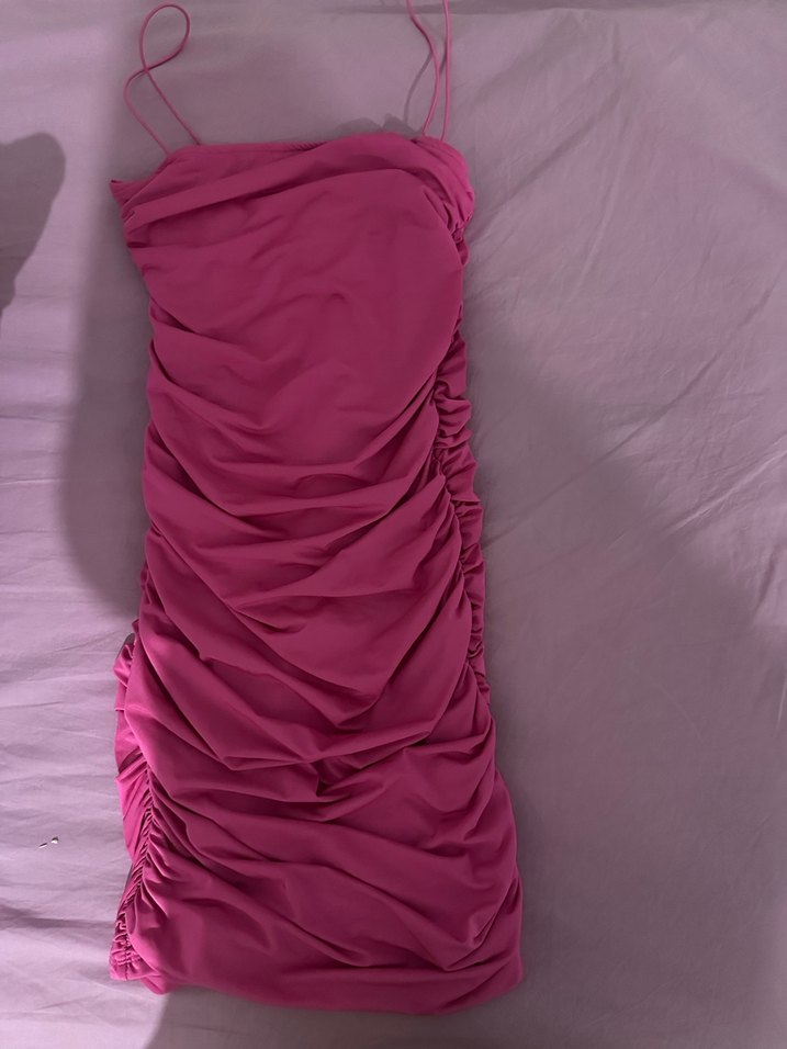 Pembe Drapeli Mini Abiye Elbise - Görsel 2