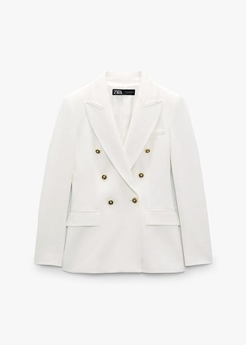 Zara Beyaz Cift Sirali Blazer Ceket