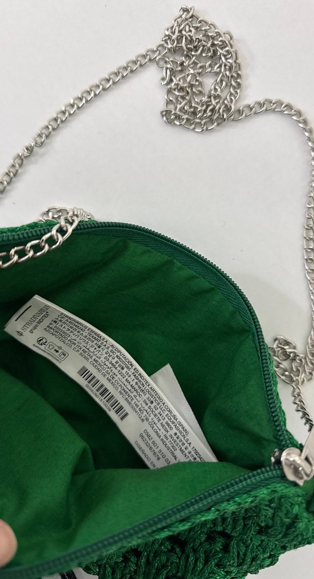 Zincir Detaylı Yeşil Örgü Kadın Çanta - Görsel 2