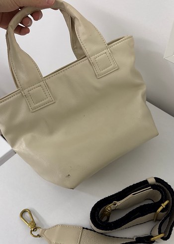 Deri Beyaz Fermuarlı Kadın Çanta - Görsel 2