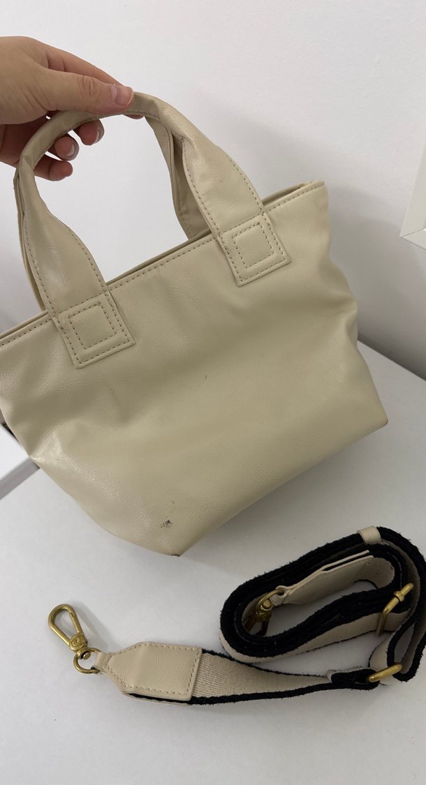 Deri Beyaz Fermuarlı Kadın Çanta - Görsel 2