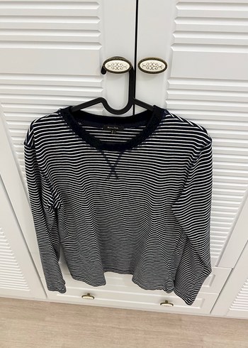 Çizgili Pamuklu Kadın Sweatshirt - Görsel 2