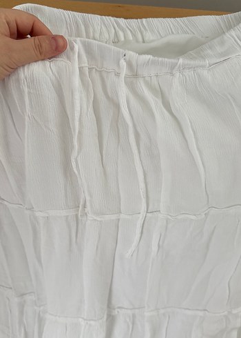 Kadın Beyaz Uzun Keten Etek - Görsel 3