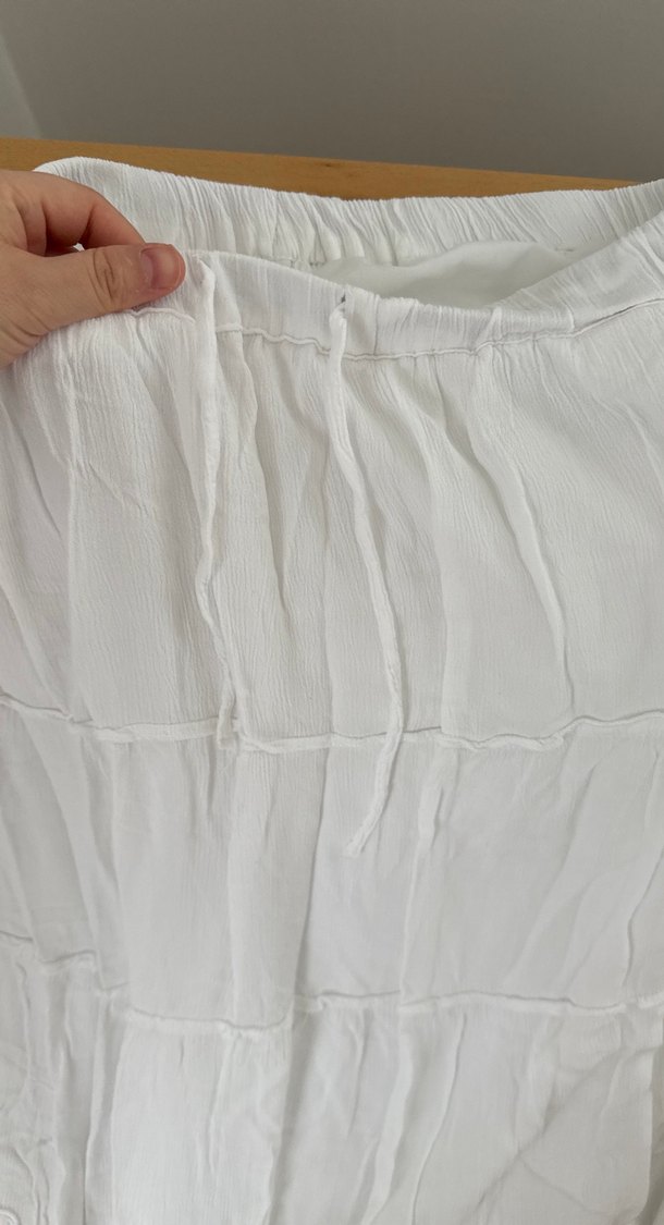 Kadın Beyaz Uzun Keten Etek - Görsel 3