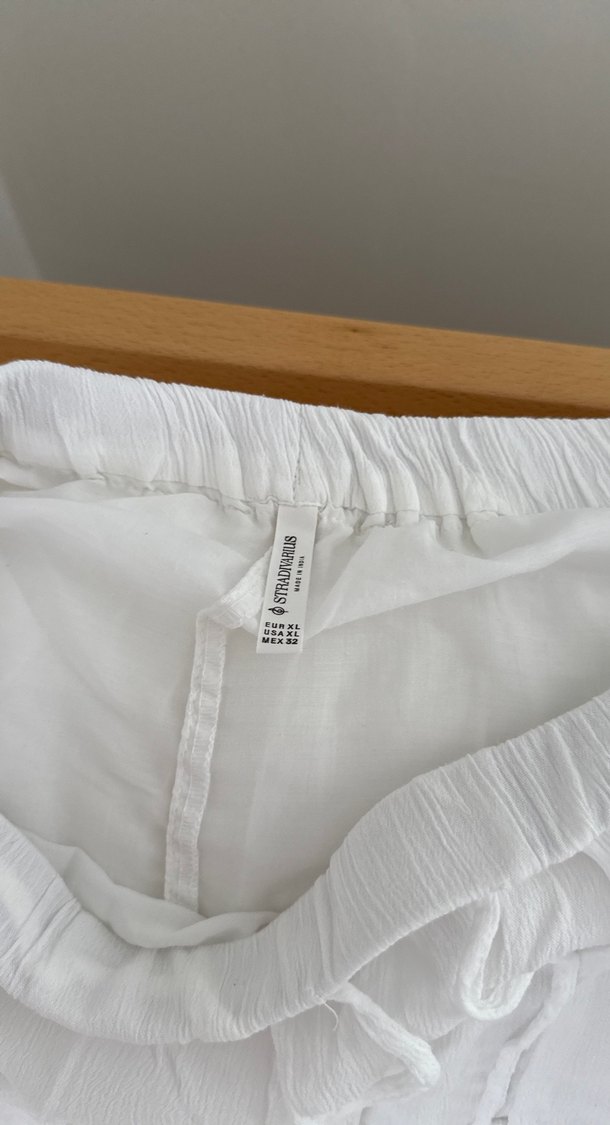 Kadın Beyaz Uzun Keten Etek - Görsel 2