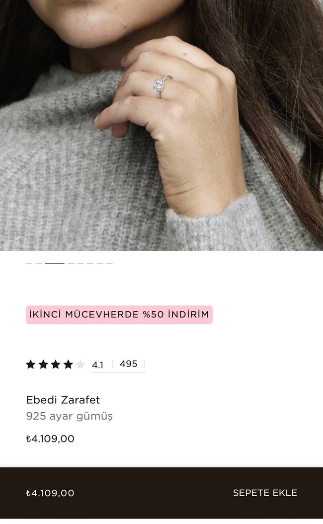 Pandora Beyaz Taşlı Kadın Yüzük - Görsel 3