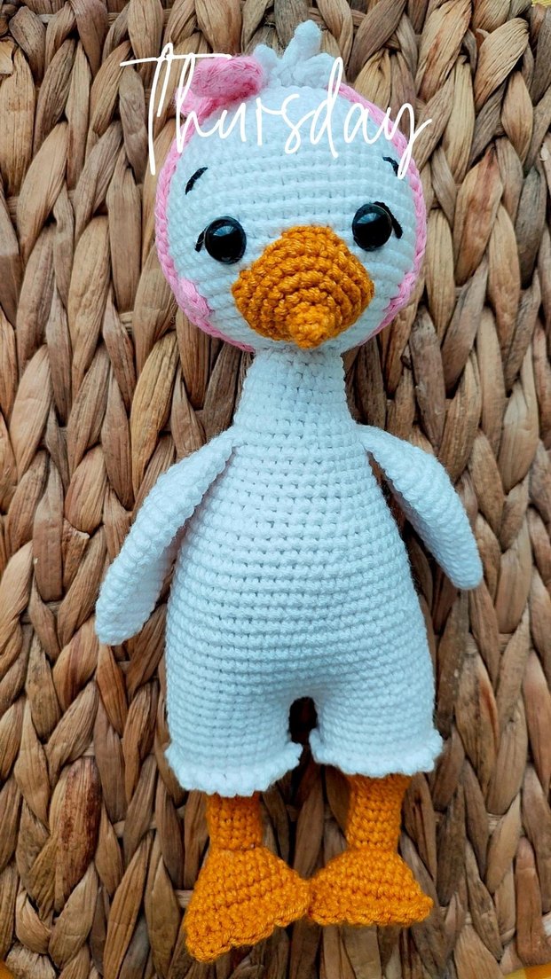 Renkli Örgü  Beyaz Ördek Oyuncak - Görsel 3