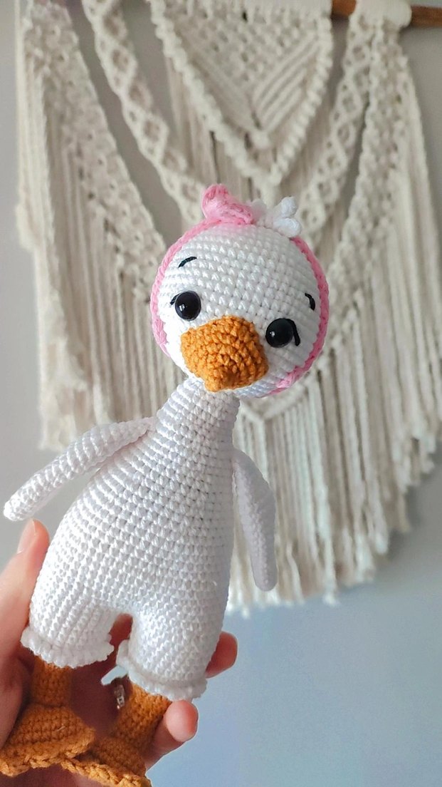 Renkli Örgü  Beyaz Ördek Oyuncak - Görsel 2