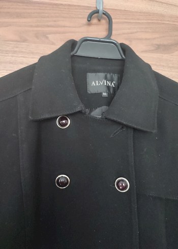 Çift Düğmeli Siyah Kaban - Görsel 2