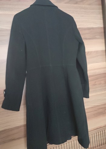 Çift Düğmeli Siyah Kaban - Görsel 4