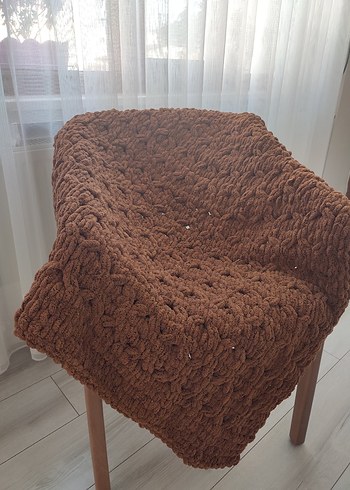 Kahverengi Örgü Bebek Battaniyesi - Görsel 4