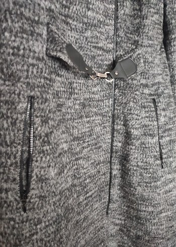 Gri Uzun Kemerli Kadın Kaban - Görsel 5