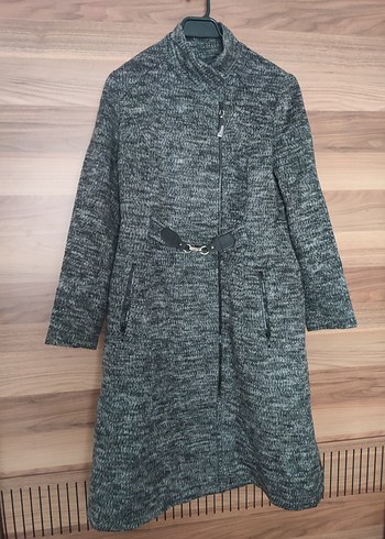 Gri Uzun Kemerli Kadın Kaban - Görsel 2