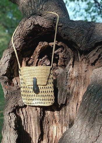 Bej Örgü Bohem Kadın Çapraz Çanta - Görsel 2