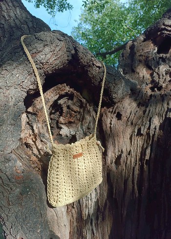 Bej Dantelli Örgü Kadın Çapraz Çanta - Görsel 2