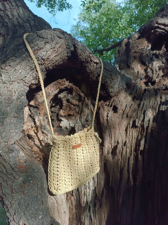 Bej Dantelli Örgü Kadın Çapraz Çanta - Görsel 2