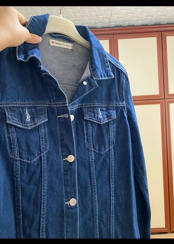 Mavi Düğmeli Kadın Denim Ceket