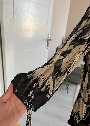 Leopar Desenli Transparan Kadın Gömlek - Görsel 2