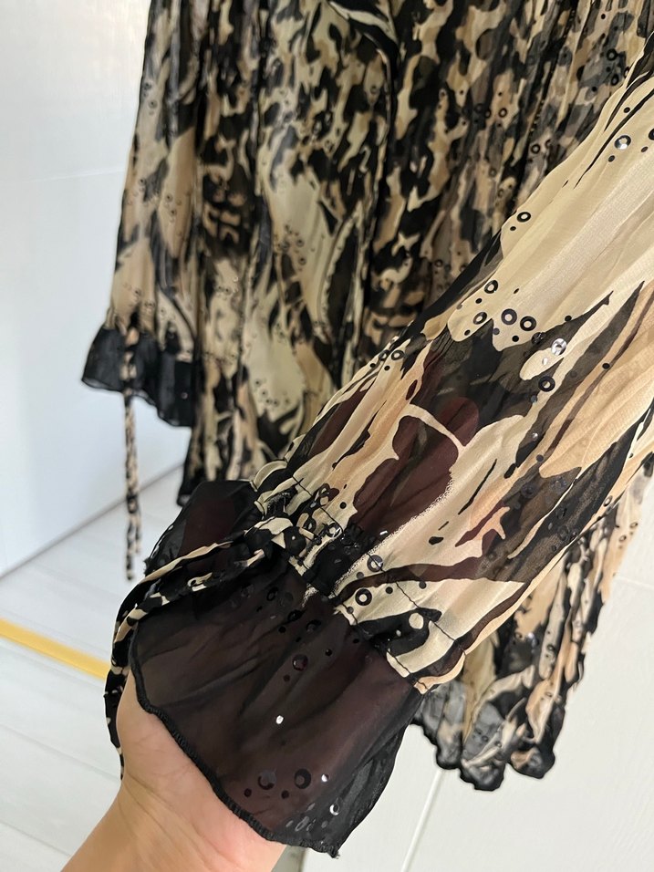 Leopar Desenli Transparan Kadın Gömlek - Görsel 4