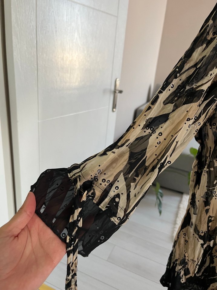 Leopar Desenli Transparan Kadın Gömlek - Görsel 2