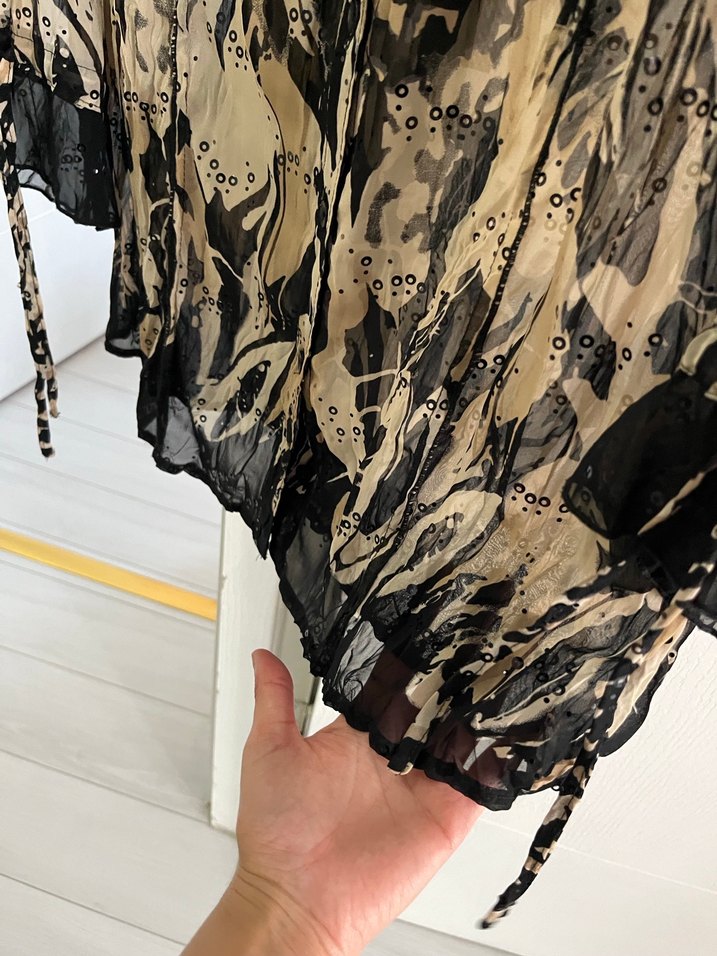 Leopar Desenli Transparan Kadın Gömlek - Görsel 5