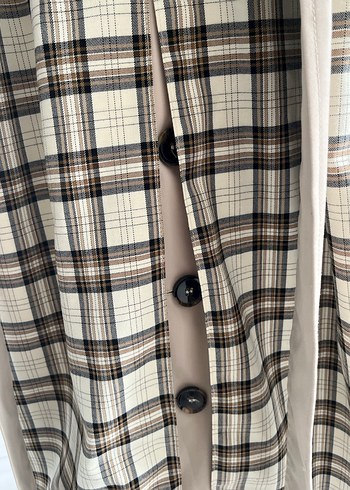 Bershka Bej Uzun Düğmeli Trençkot - Görsel 6