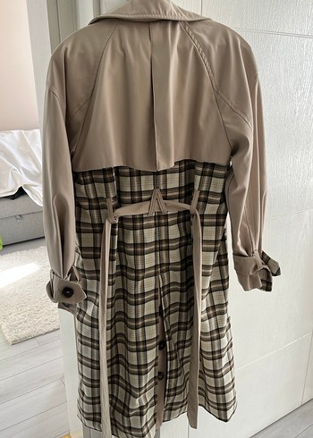 Bershka Bej Uzun Düğmeli Trençkot - Görsel 5