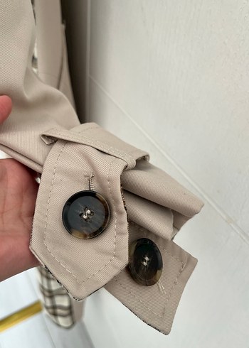 Bershka Bej Uzun Düğmeli Trençkot - Görsel 7