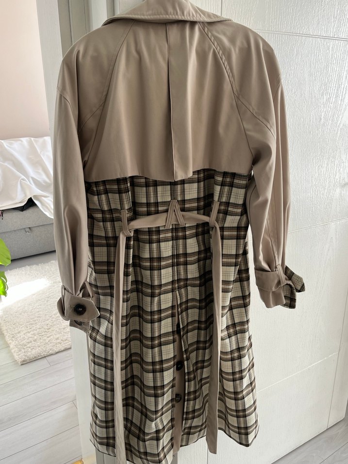 Bershka Bej Uzun Düğmeli Trençkot - Görsel 5