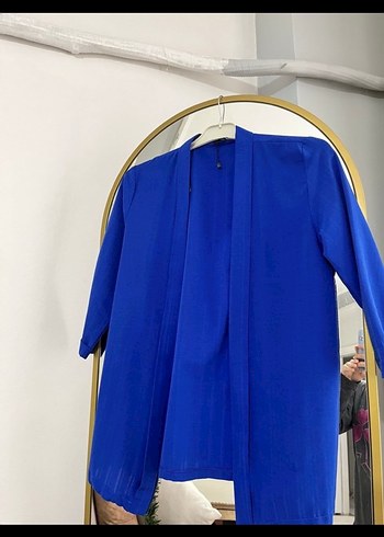 38 Beden Parlak Mavi Uzun Kollu Kadın Kimono