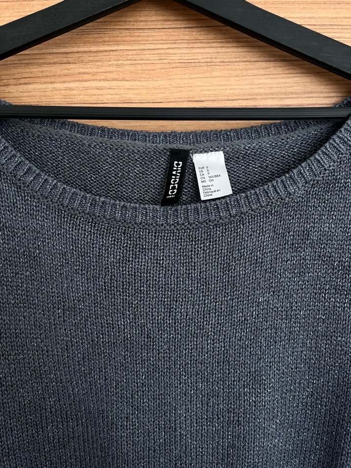 Mavi parlaklı Örgü Kadın Triko Kazak - Görsel 2