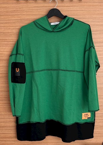 Kadın Yeşil Kapüşonlu Sweatshirt - Görsel 2