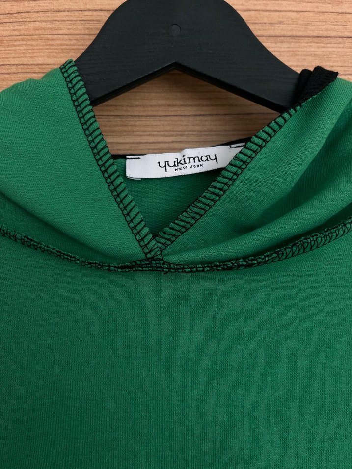 Kadın Yeşil Kapüşonlu Sweatshirt - Görsel 3