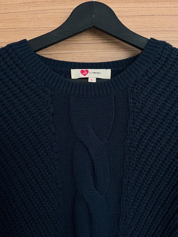 Lacivert triko kazak - Görsel 2