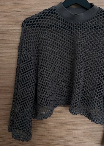 Kadın vizon file Örgü Mini Triko Kazak - Görsel 2