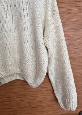 Kadın Beyaz Basic Kazak - Görsel 2