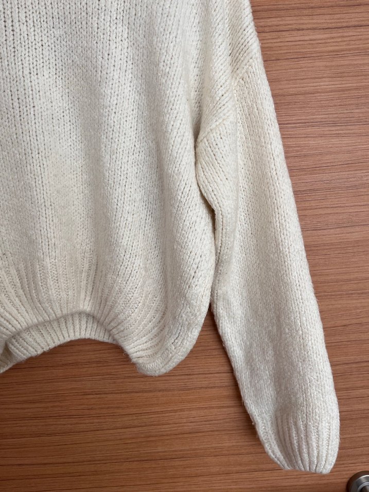 Kadın Beyaz Basic Kazak - Görsel 2