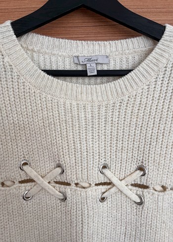 Mavi Beyaz Triko Kadın Kazak - Görsel 3