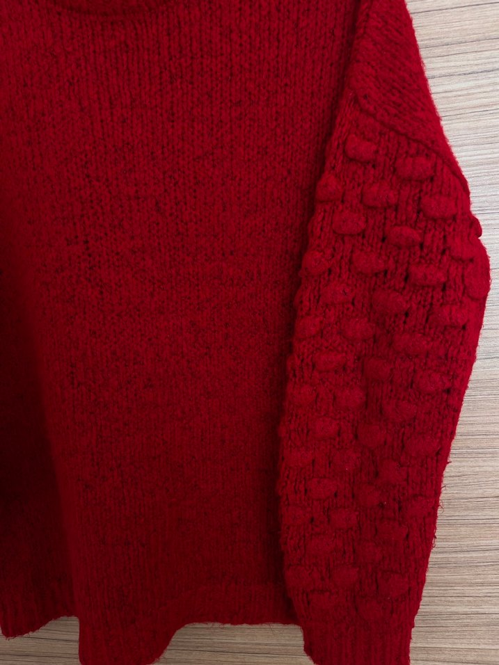 Kırmızı Örgü Kadın Kazak - Görsel 3