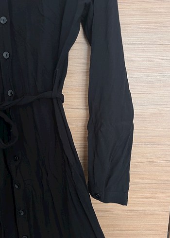 Siyah Düğmeli midi gömlek Elbise - Görsel 3